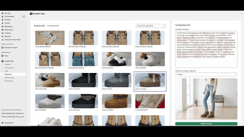 Générateur IA d'image produits ecommerce