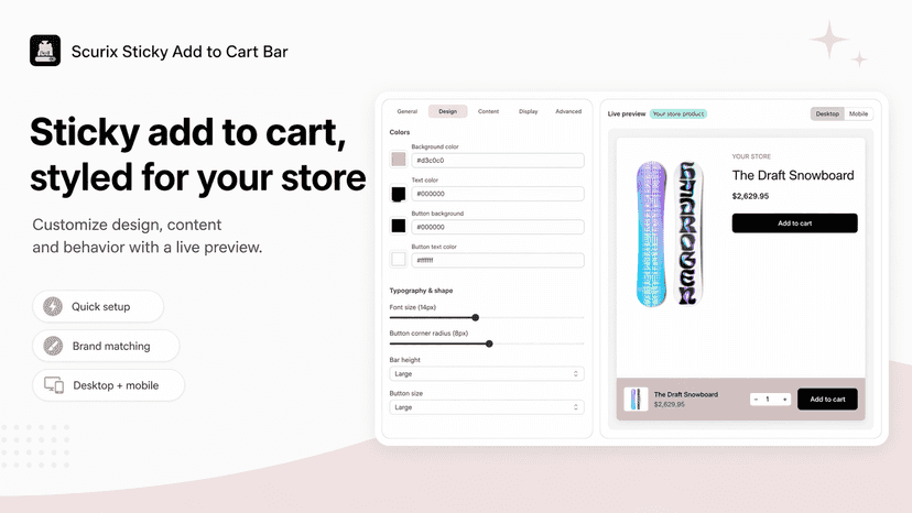 Scurix add to cart bar