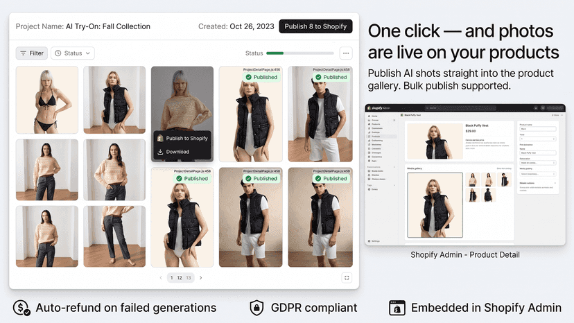 One click — and photos are live on your products