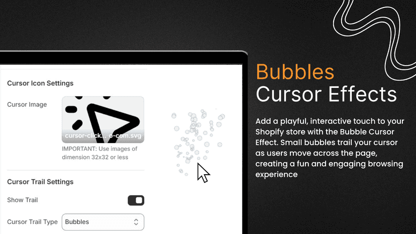 Bubble cursor trail effects for playful and interactive stores