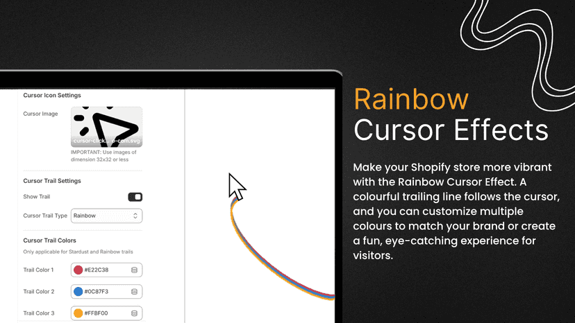 Rainbow Cursor Effect with customizable color trails