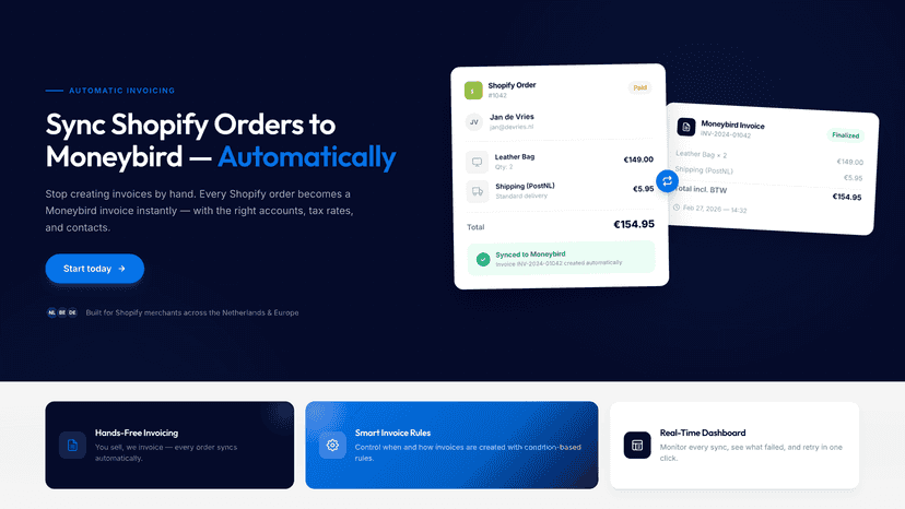 Sync Shopify Orders to Moneybird