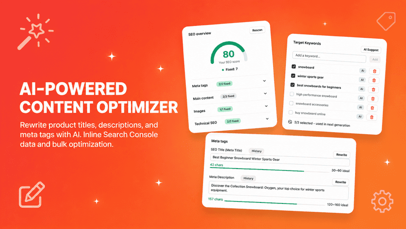 AI content optimizer with SEO score and meta tags