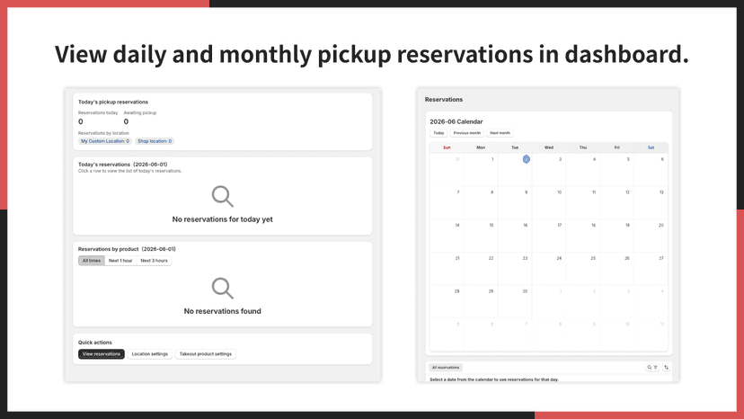 View daily and monthly pickup reservations in dashboard.