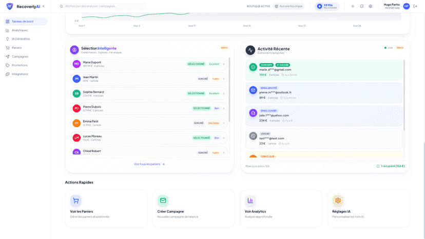 Dashboard with smart selection