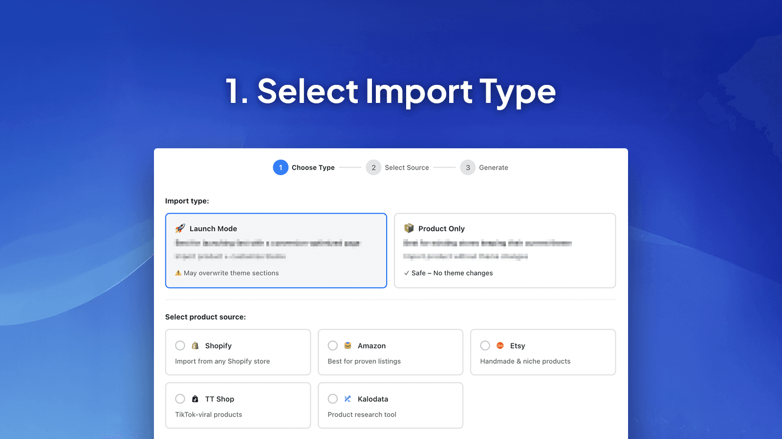 Select Your Import Type