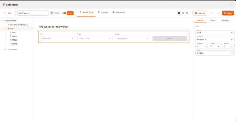 GoFitment widget customization editor