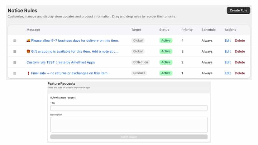 Product Notice Widget Customization