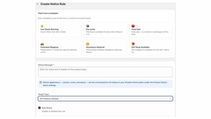 Product Notice Rules