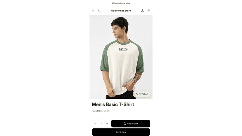 Try-on button on a Shopify product page on mobile