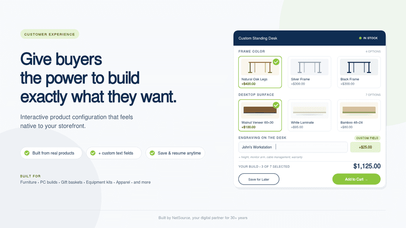 Give buyes the power to build exactly what they want.