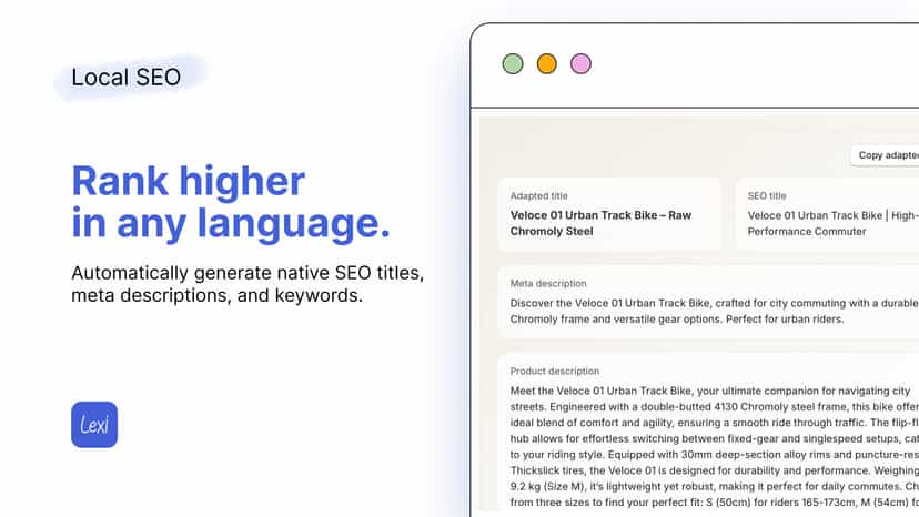Generating native SEO titles and meta descriptions.