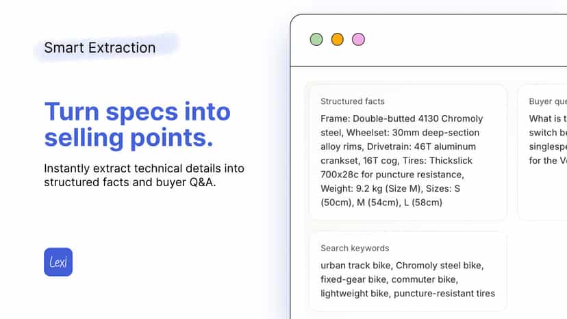 Extracting specs into structured facts and buyer Q&A.