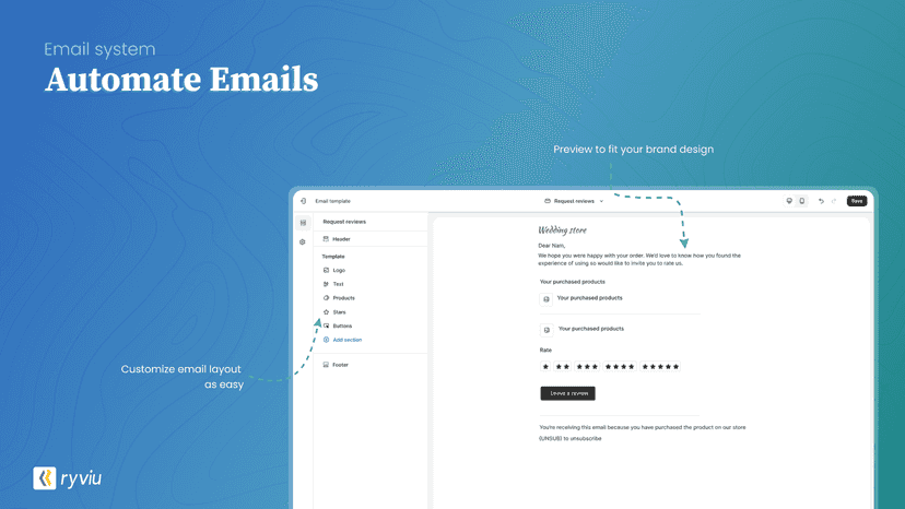 Ryviu Email Request reviews
