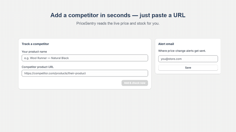 "Add a competitor in seconds"