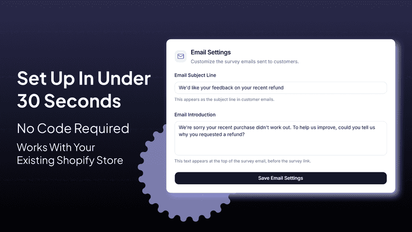 Email Settings panel for customizing the survey email