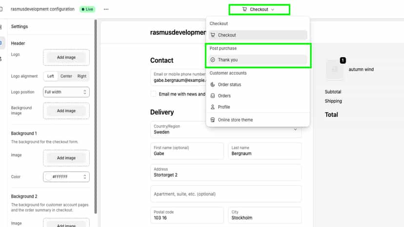 checkout-settings
