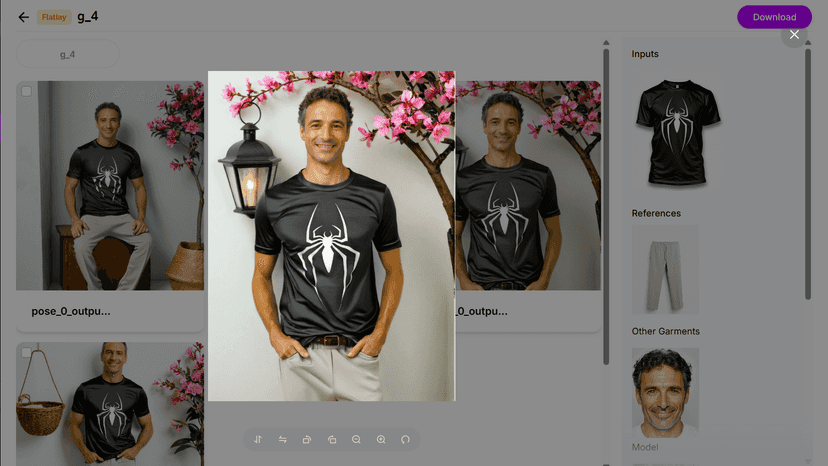 Download your generated photoshoots in HD and 2K image quality