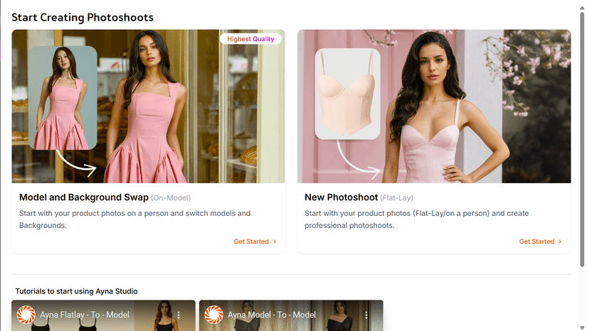 Pick a flow and start an AI photoshoot in minutes!