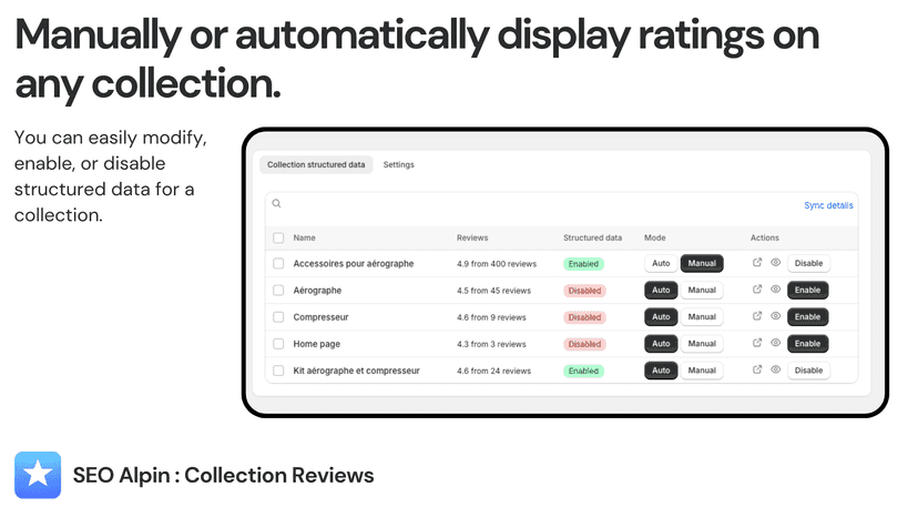 Enable/disable structured data per Shopify collection