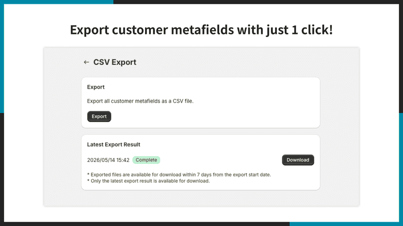Export customer metafields with just 1 click!
