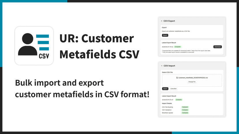 Bulk import and export customer metafields in CSV format!