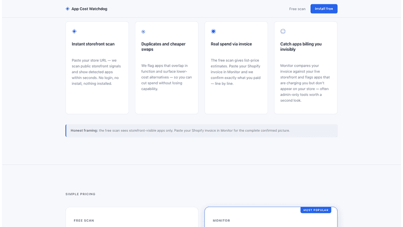 How it works: scan your store, find duplicates, see real spend