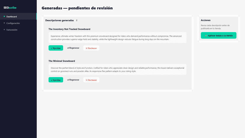 Review and approve AI-generated product descriptions