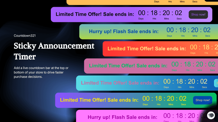 Sticky announcement bars with live countdown examples
