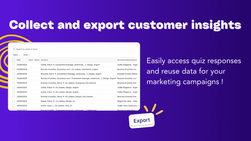 Export quiz insights to power your store’s marketing campaigns