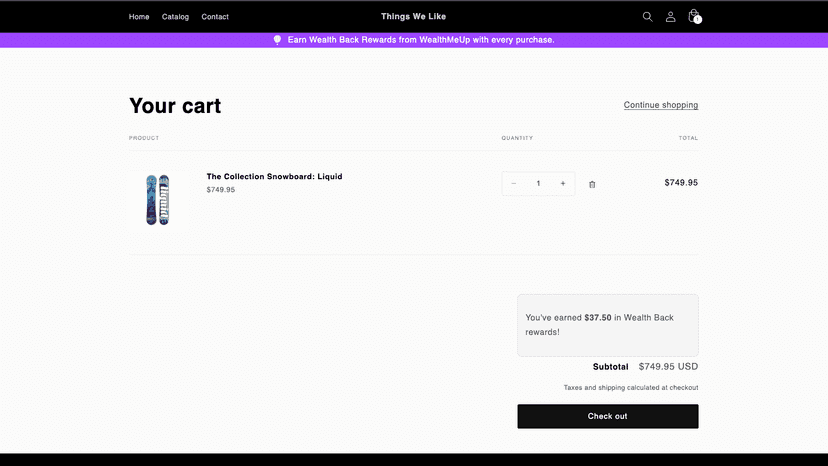 See how much you've earned in the cart