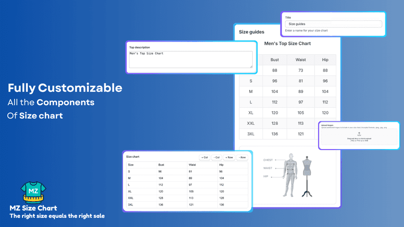 Mobile-optimized size chart for better shopping
