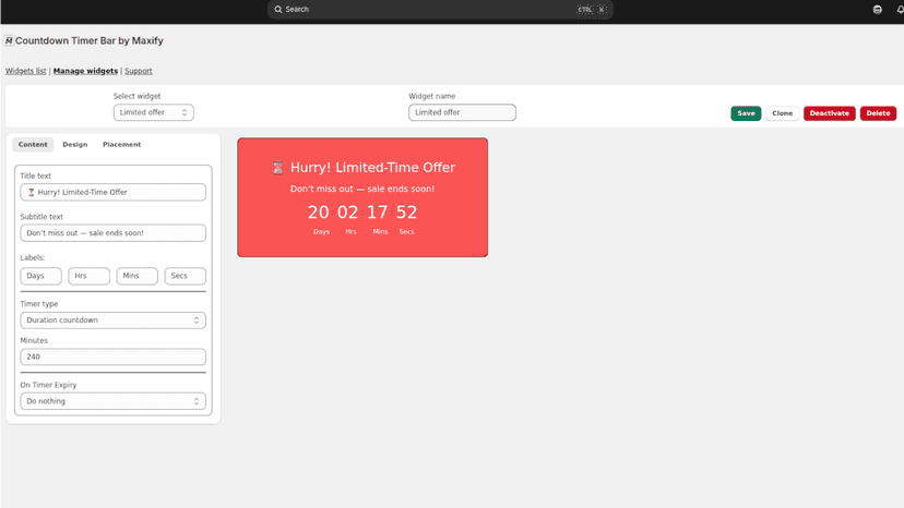 Admin page view