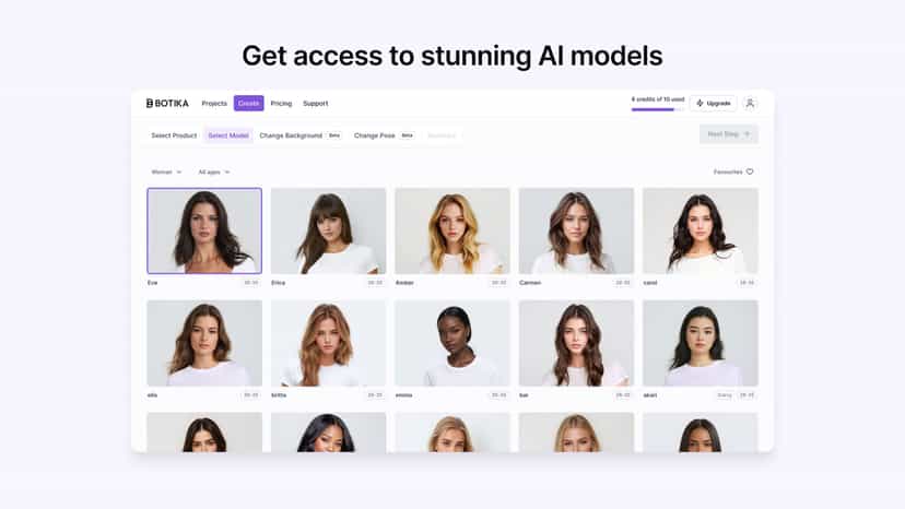 Botika's portfolio of exclusive AI generated fashion models