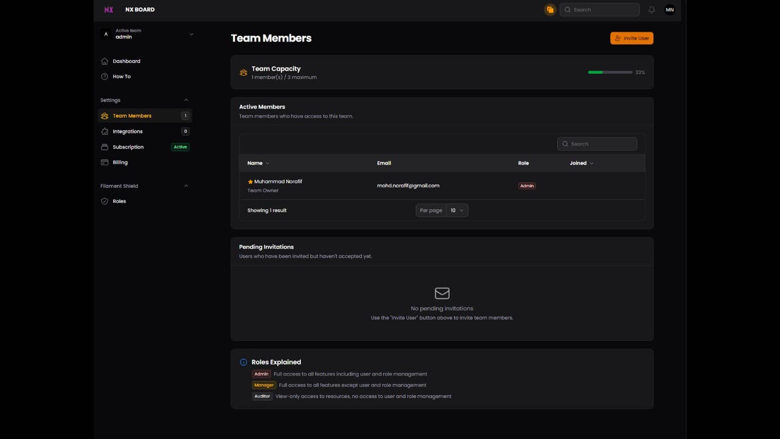 Team's users management