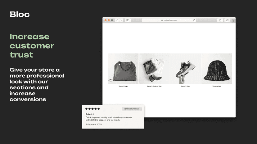 Increase customer trust with sections