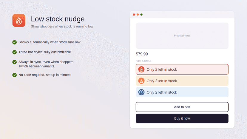Image of the benefits of low stock nudge