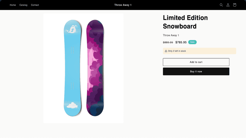Image of the product page showing low stock nudge bar