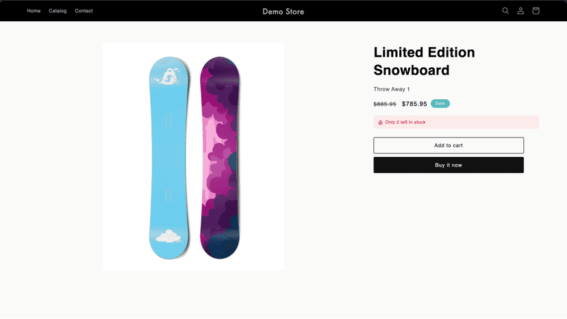 Image of the product page showing low stock nudge bar