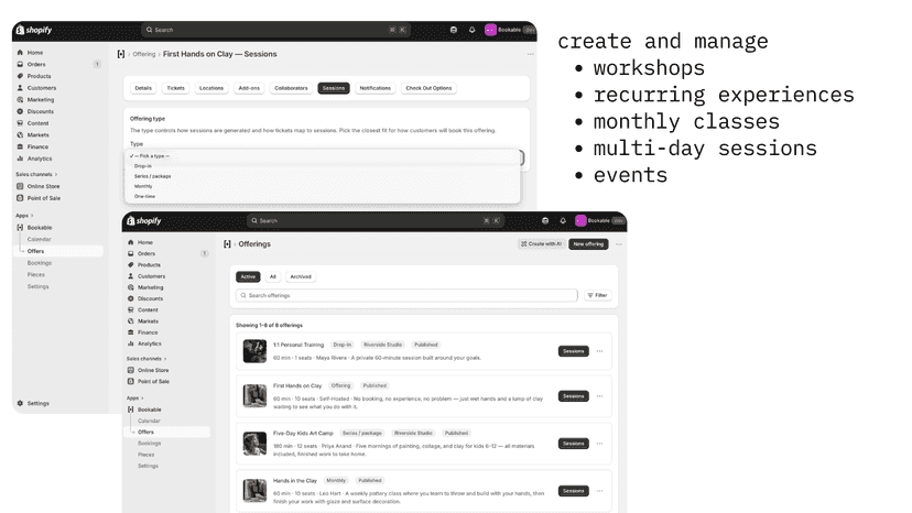 manage your calendar and offers.
