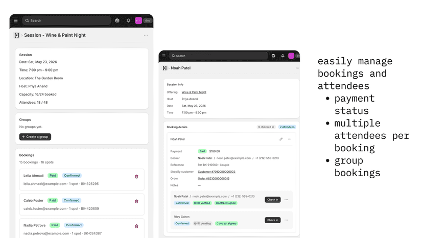 create and manage bookings.