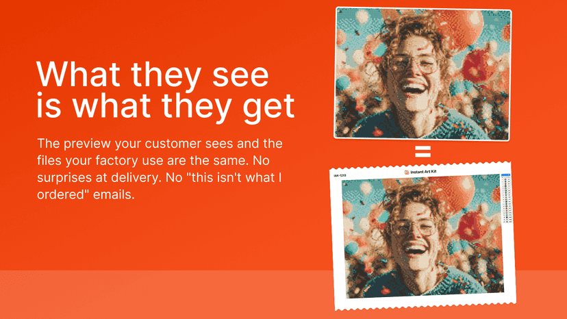 Customer preview and factory file side by side, identical resul