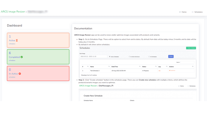 Dashboard page