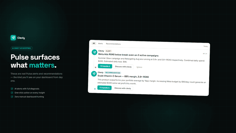 Clevly Pulse: AI alerts and recommendations feed