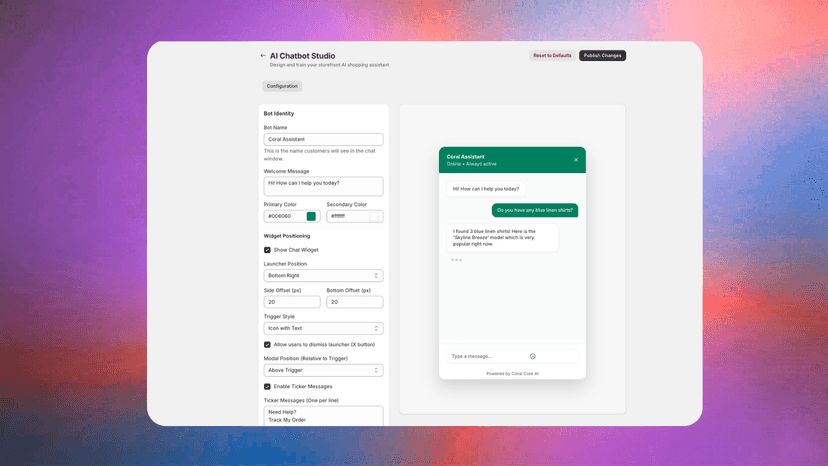 Coral Recommendations Dashboard