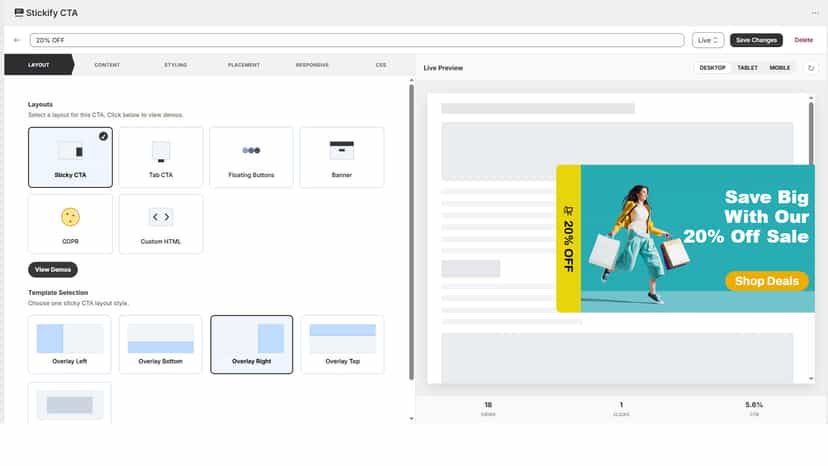 cta layout selection page