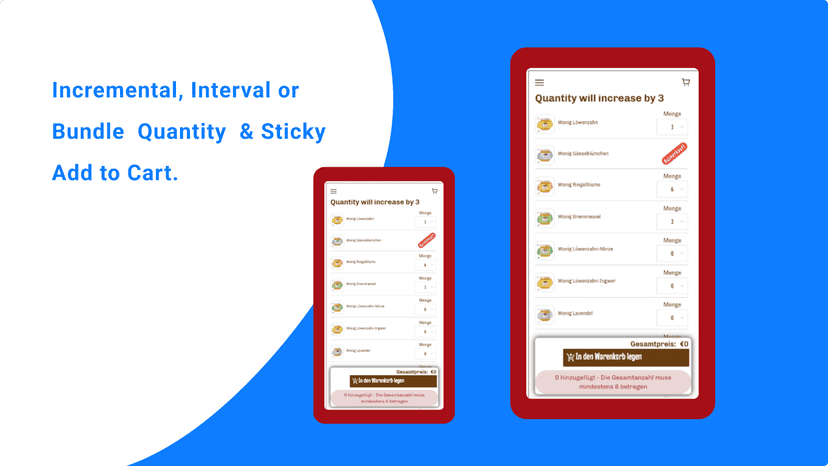Incremental quantity for product variants
