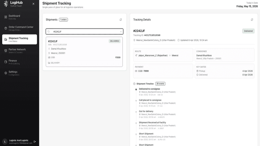 Track every order seamlessly with at a single page screen.