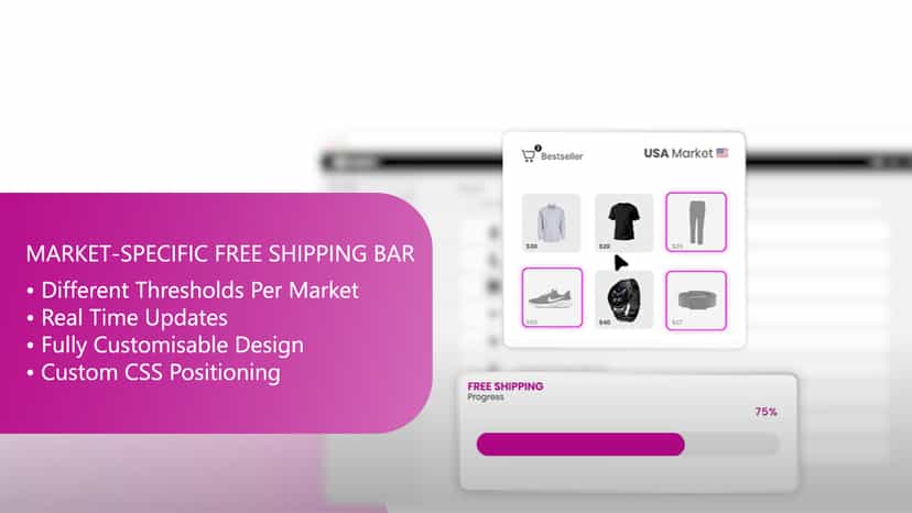 Free Shipping Bar with different thresholds by Shopify Market