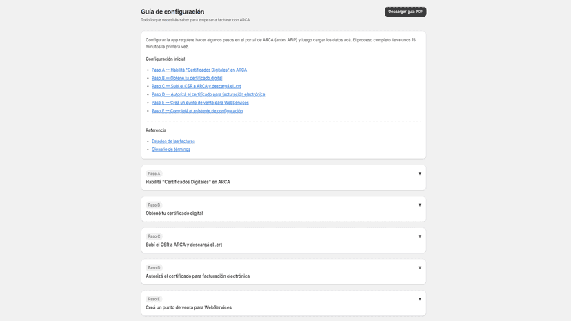 Guía paso a paso para configurar ARCA y WebServices